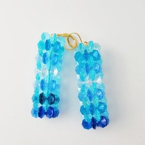 Colorful Blue Plastic Upcycled Dangle Earrings